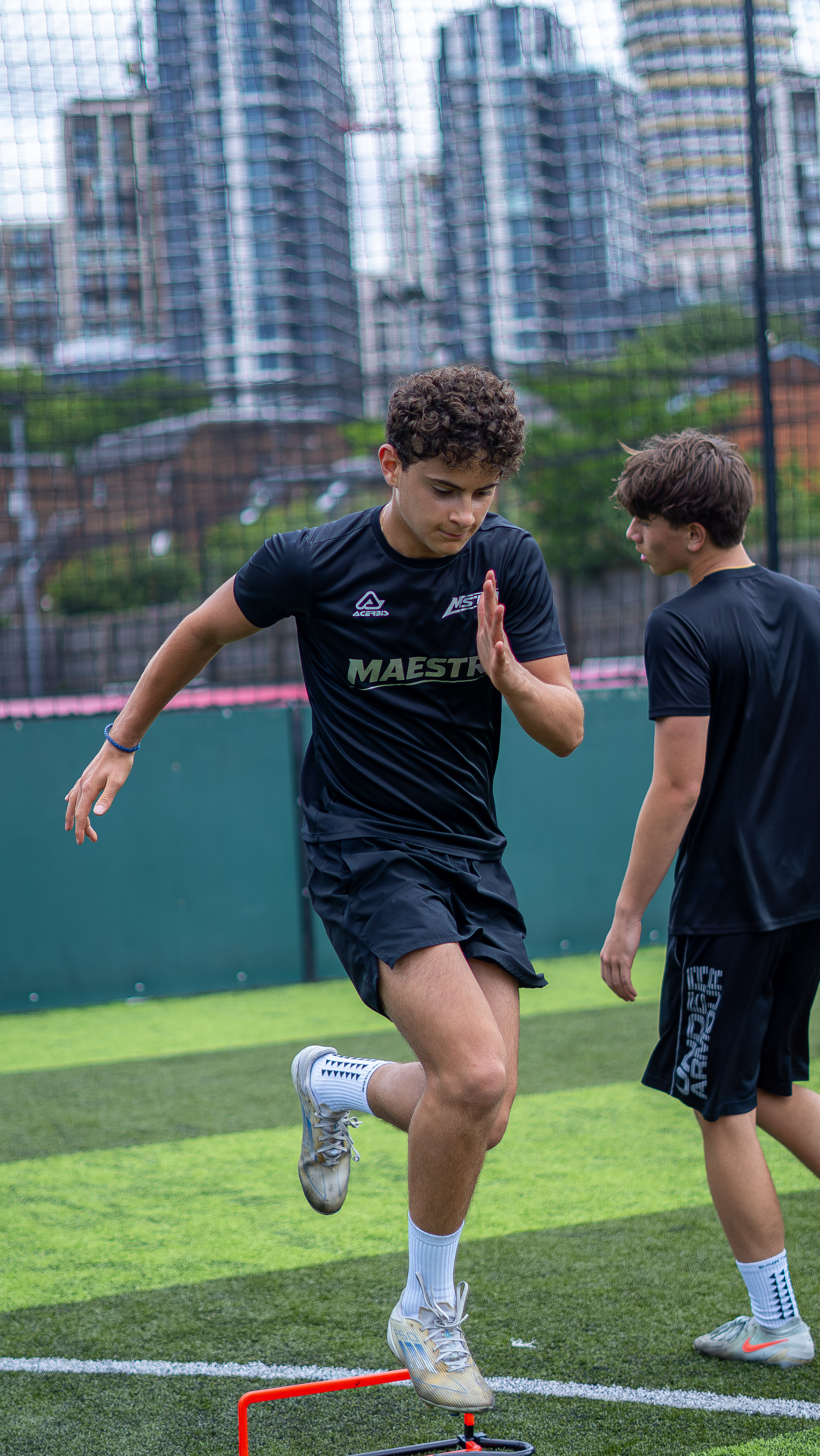Player driving through an agility ladder